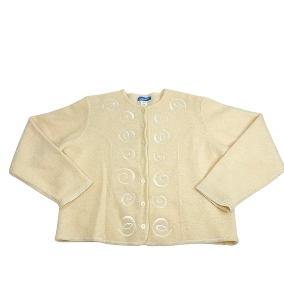 Vintage Pendleton Cardigan Womens Large Cream Wool Blend Embroidered - Picture 4 of 14